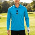 thumbnail image 2 of GEWSEY Mens Polo Shirt Long Sleeve Athletic Breathable Collar Golf Shirt Performance, Moisture Wicking, Business Casual, Collared Shirt, Soft (Blue, M), 2 of 8