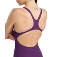 thumbnail image 4 of Arena Women's Solid Team MaxLife Swimsuit Swim Pro Open Back One Piece Racing Bathing Suit Competition Training Swimwear, Plum/White, US Size 38, 4 of 6