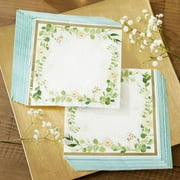 Kate Aspen Decorative Paper Napkins - Set of 60 - 6.5 Inch Durable Disposable Serveware, Easy Cleanup for Birthday, Wedding, Bridal Shower, Baby Shower, Anniversary Party (Bulk) - Botanical Garden