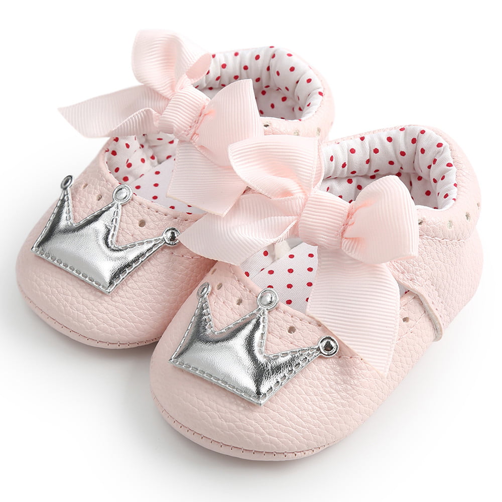 Newborn Infant Kids Baby Girls Crown Princess Shoes Soft Sole Anti-slip Sneakers 