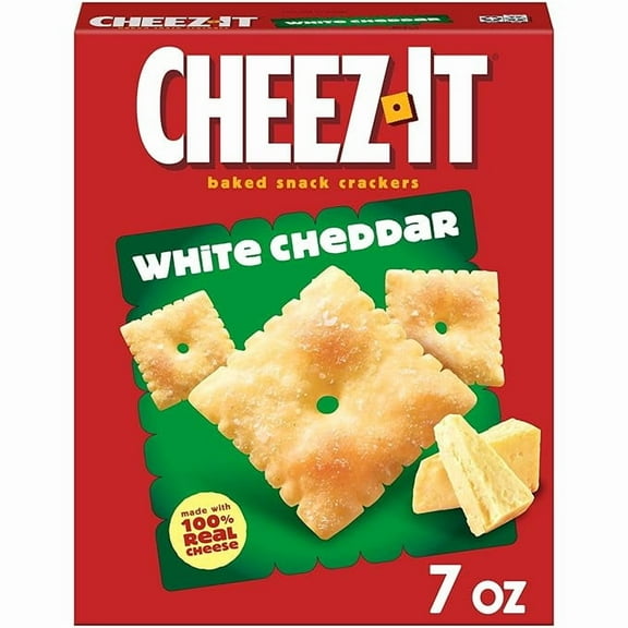 Cheez-It Cheese Crackers, Baked Snack Crackers, Office and Kids Snacks, White Cheddar, 7oz Box (1 Box)