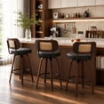 thumbnail image 2 of HUMEHA Set of 3 Rattan Swivel Barstool Black 26" Cane Back, 2 of 11