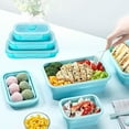 thumbnail image 7 of Collapsible Foldable Silicone Food Storage Container, Leftover Meal Box With Airtight Plastic Lids For Kitchen, Bento Lunch Boxes-Microwave, Dishwasher and Freezer Safe (Set of 3), 7 of 7