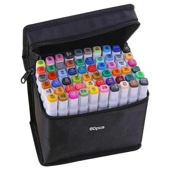 40 Marqueurs Couleurs Double Pointe pour Croquis Écriture Peinture Soulignement Marqueur Artiste Dessin Double Extrémité avec Sac de Rangement Fermeture à Glissière