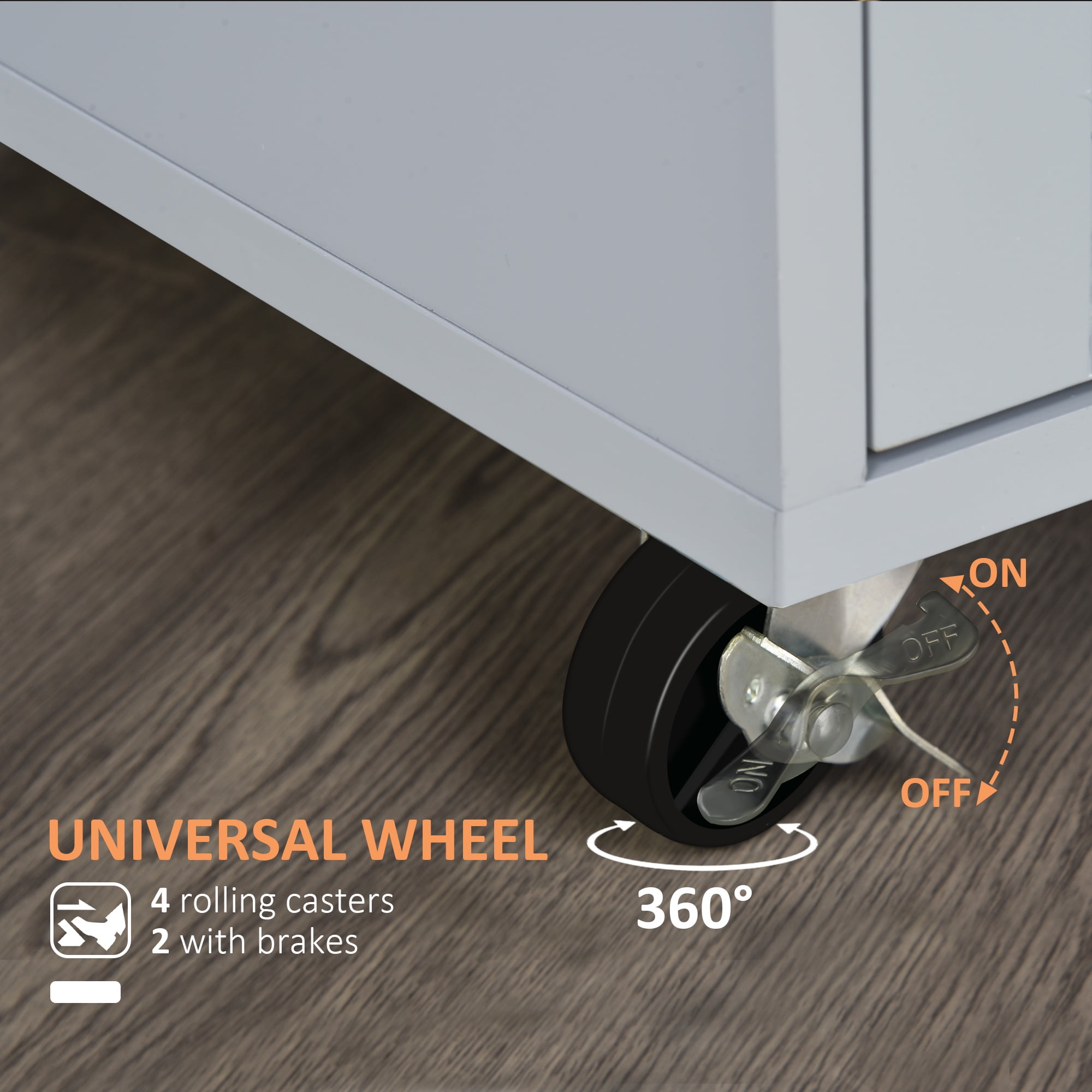 HOMCOM Kitchen Island Cart Rolling Trolley Cart with Drawer, Storage Cabinet & Towel Rack, Gray