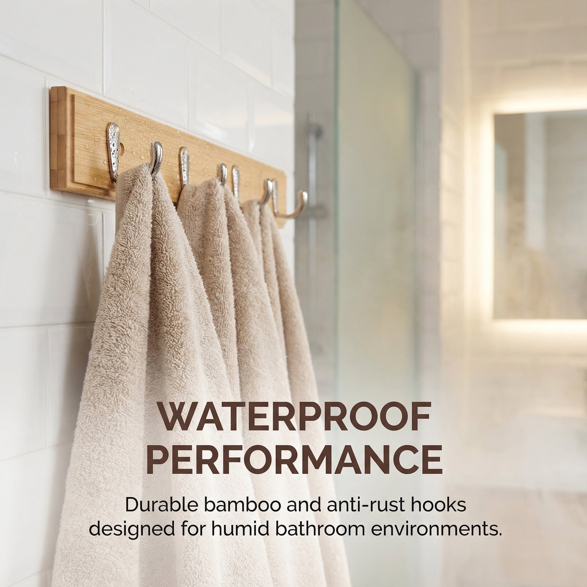 Unique Bargains Coat Rack Wall Mount Wood Hook Hat Rack for Entryway Natural 19.1"x2.4"