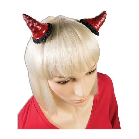 Red Devil Horn Barrettes Halloween Costume Accessory