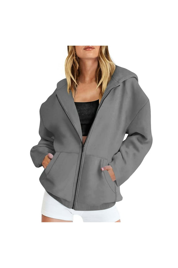 Sweatshirt Jackets for Women Zip up Hoodies Long Sleeve Outerwear Fall Clothing with Pockets