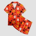 thumbnail image 5 of NOLDARES Girls Halloween Button Up Sleepwear Short Sleeve With Shorts 2PCS Pajama Sets Casual Lapel Loungewear(Red,12-13 Years), 5 of 5