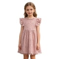 thumbnail image 4 of Girls Lace Hollow Out Summer Dress Sleeveless Party Gown with Flutter Sleeves for Toddler Kids Mommy and Dresses Matching Set 1-2 Years, 4 of 4