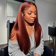 thumbnail image 3 of Perruque Cheveux Huamn Rouge Brun 33 Couleurs 134HD Dentelle Transparente, 3 of 5