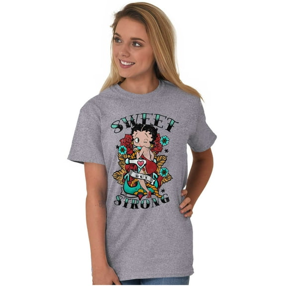 Betty Boop Sweet Strong Anchor Tattoo Women Plus Size Graphic Tee Tees Brisco Brands 2X