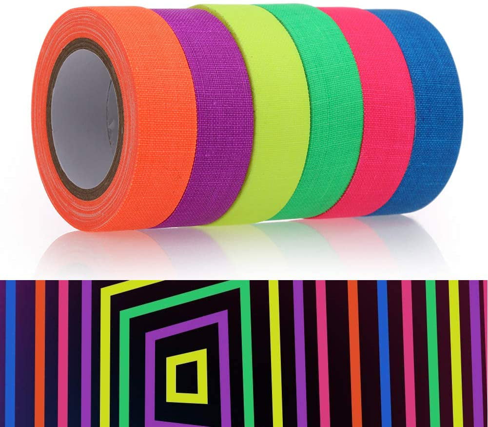 Fluorescent Cloth Tapes UV Blacklight Reactive Neon Gaffer Tape 6 Colors 