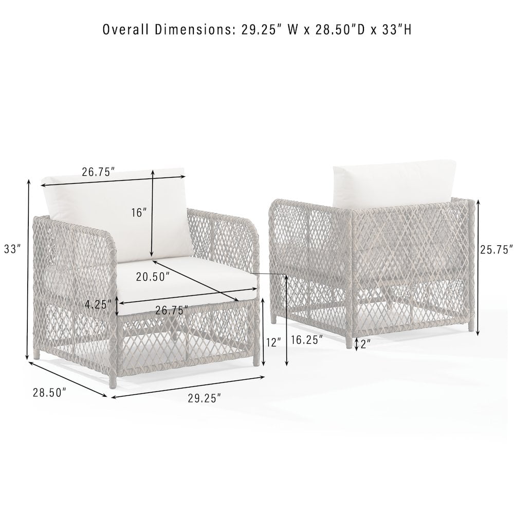 Crosley Furniture Granite Bay 3Pc Wicker Outdoor Sofa Patio Furniture Set- Sofa & 2 Chairs
