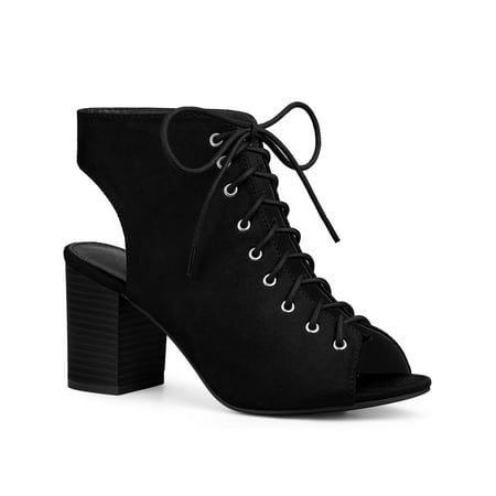 

Perphy Lace Up Peep Toe Slingback Chunky Heels for Women Ankle Boots
