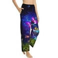thumbnail image 2 of Disketp Butterfly Purple Bottle Flower Print Women'S Comfy Pajama Pants Casual Drawstring Palazzo Lounge Wide Leg Pants, 2 of 9