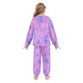 thumbnail image 3 of Fluffy Pajamas Set Fuzzy Winter Warm Pj Sets Pullover Tops and Long Pants Purple Hibiscus Flowers Small, 3 of 8