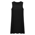 thumbnail image 7 of Dresses for Women Summer Cotton Like Crewneck Sleeveless T Shirt Sundress Womens Casual Solid Round Neck Lightweight Comfy Beach Vacation Cut Out Mini Tank Dress, 7 of 7