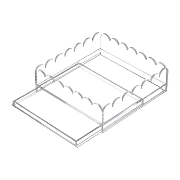 Bandeja festoneada de acrílico transparente, elegante bandeja festoneada para baratijas, bandejas de servicio de acrílico L