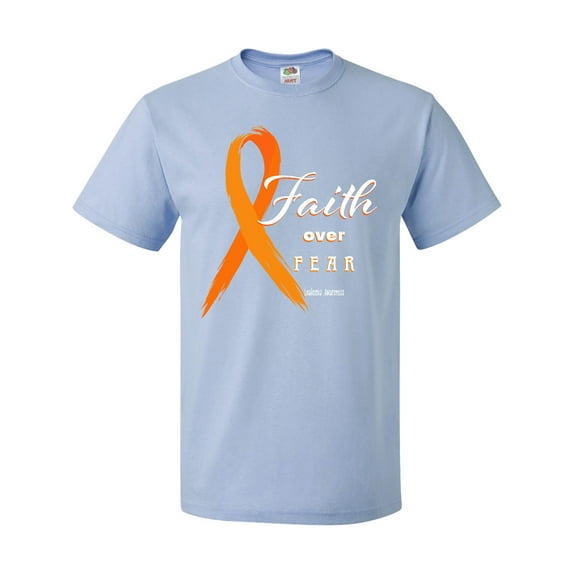 Inktastic Faith over Fear Leukemia Awareness with Orange Ribbon T-Shirt
