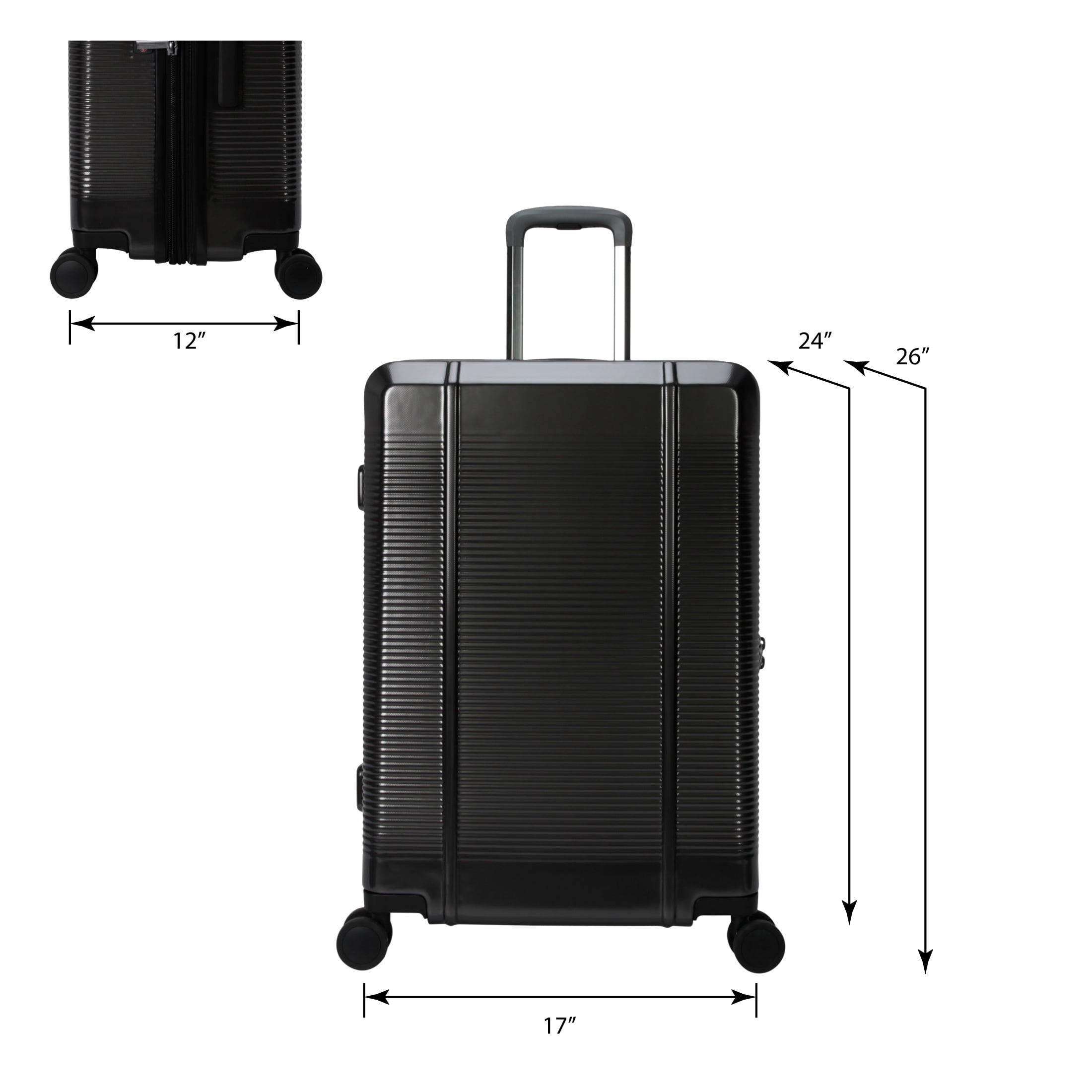 btL 24-inch Checked Expandable Hardside Upright Luggage With 360-Spinner Wheels and Divider Pockets, Black