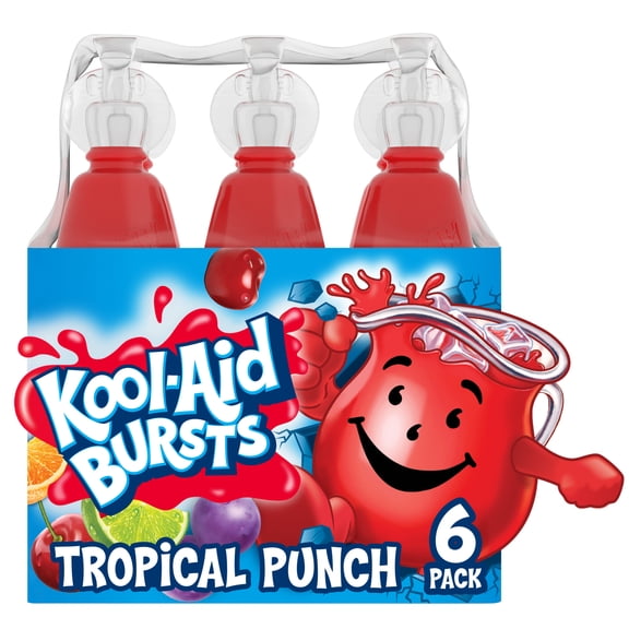 Kool-Aid Bursts Tropical Punch Artificially Flavored Soft Drink, 6 Count Pack, 6.75 fl oz Bottles