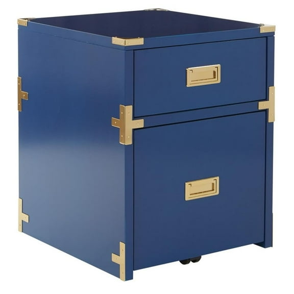 Pemberly Row 2 Drawer File Cabinet in Lapis Blue Fully Assembled