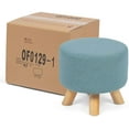 thumbnail image 5 of Homebeez Round Fabric Padded Ottoman Foot Rest Stool Wood Sofa Change Shoes Stool,Blue, 5 of 7
