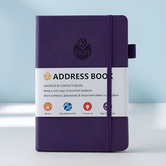 CCOCC Address Book with Alphabetical Tabs PU Leather Hardcover for Organizing Contacts Multifunctional Telephone Website Address Notebook