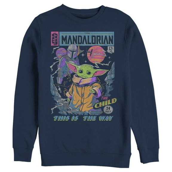 Men's Star Wars: The Mandalorian 12 Cents Retro Comic  Sweatshirt Navy Blue Large