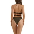 thumbnail image 3 of Conjuntos de bikini halter para mujer INSPIRE CHIC de 2 piezas con lazo doble en la parte trasera y parte inferior triangular. Trajes de baño grandes en color café., 3 of 5