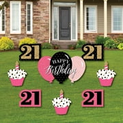Big Dot of Happiness Finally 21 Girl - 21st Birthday - Yard Sign and Outdoor Lawn Decorations - 21st Happy Birthday Party Yard Signs - Set of 8