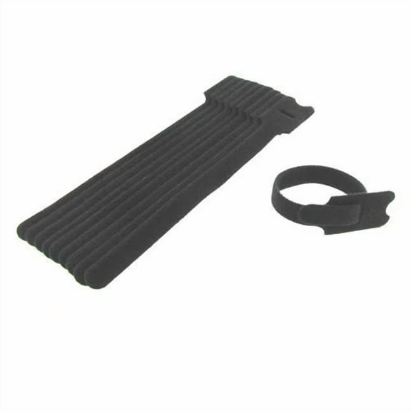 10 Pack 8" Hook And Loop Cable Organizing Ties - Black