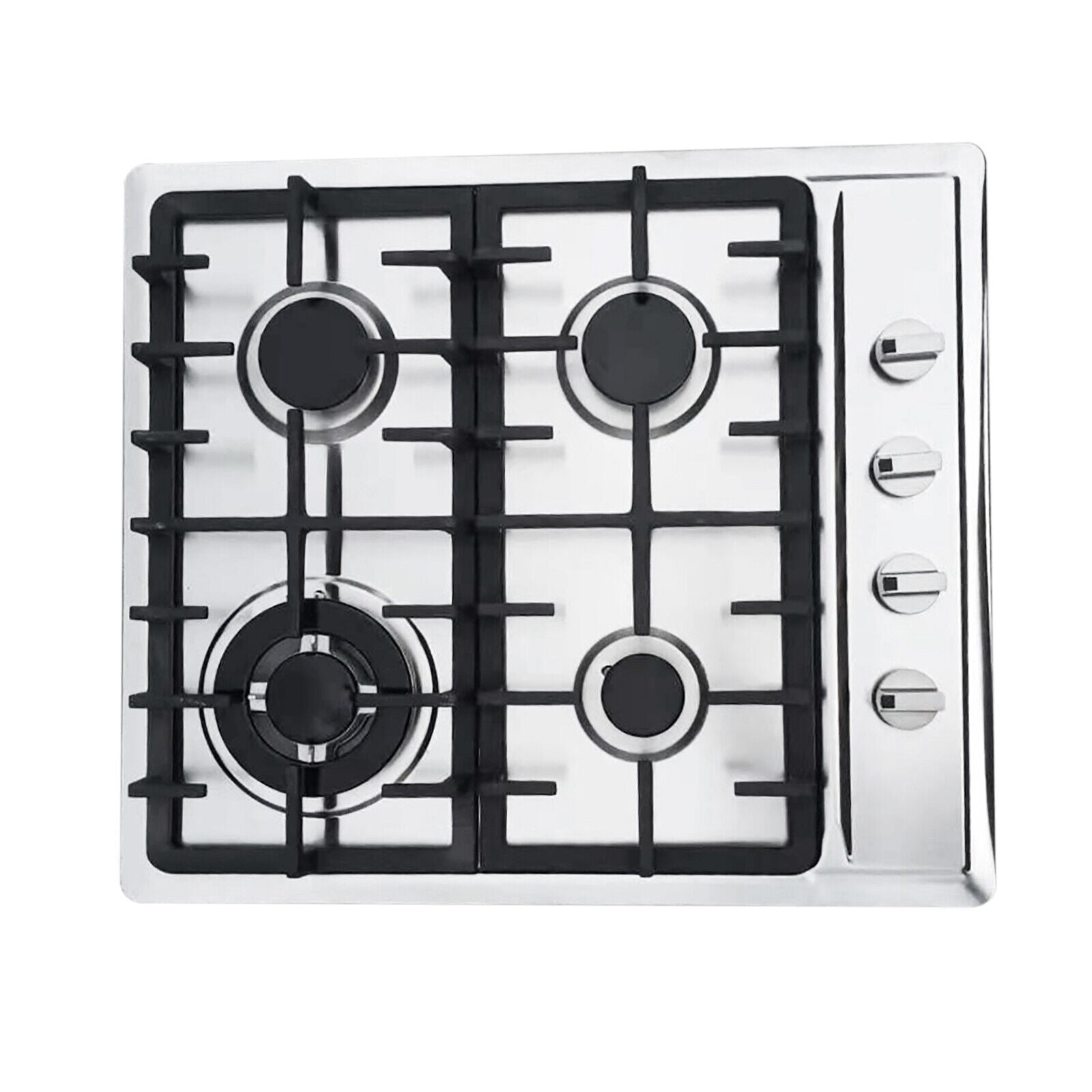 59x51cm Burners Stainless Steel Built-in Gas Cooktop Equipped with a Stainless Steel Surface and Cast-iron Grates