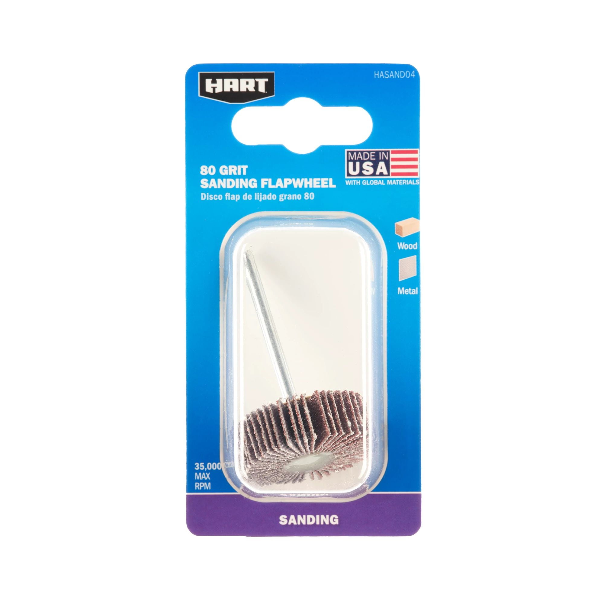 HART 80Grit Sanding Flap Wheel Rotary Accessory for Metal and Wood