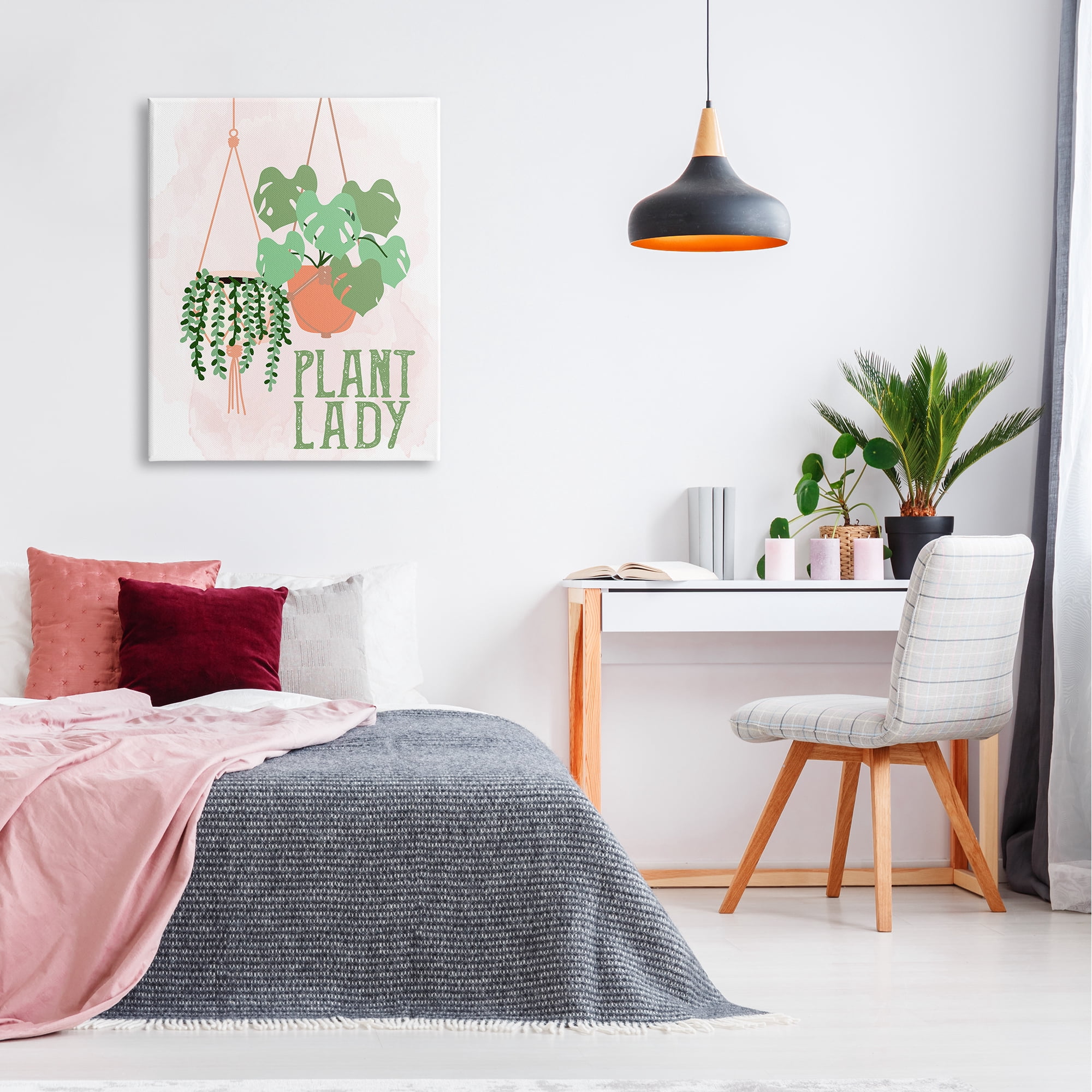 Stupell Industries Casual Plant Lady Hanging Green Potted Vegetation Graphic Art Gallery Wrapped Canvas Print Wall Art, Design by Kim Allen