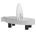 thumbnail image 3 of Kevinplus Oval Coffee Table with Faux Marble Tabletop, Mid Century Modern Coffee Table with Hidden Drawer and Storage Space , Coffee Table for Living Room, Bedroom, Office,White+Black, 3 of 12