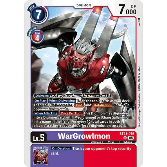 Digimon World Convergence Uncommon WarGrowlmon BT21-076