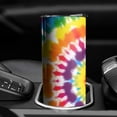 thumbnail image 3 of 20oz Tie Dye Rainbow Concentric Circles Pattern Skinny Tumblers Stainless Steel Tumbler with Lid and Straw,Vacuum Insulated Double Wall Travel Tumbler Cups with Cleaning Brush for Coffee,Tea, 3 of 6
