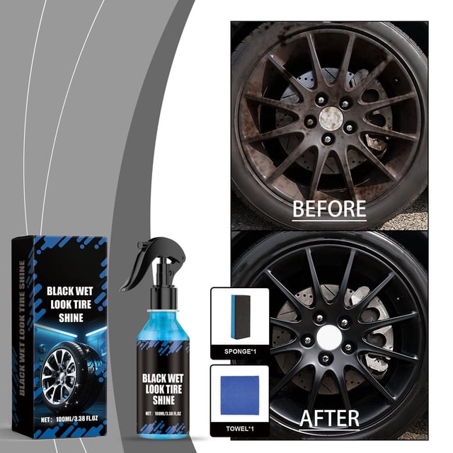 Spray Brillo para Neumáticos 100ml | Brillo y protección de neumáticos de aspecto húmedo | Cuidado del caucho de alto brillo | Ceramic Tech Deep Shine | Resistente al rocío y a la suciedad | Aderezo