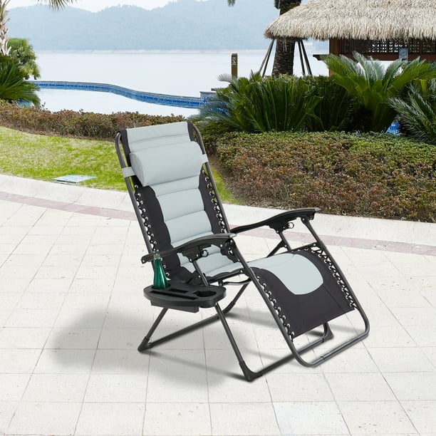 Oversized Padded Zero Gravity Folding Lounge Chair, Reclining Outdoor