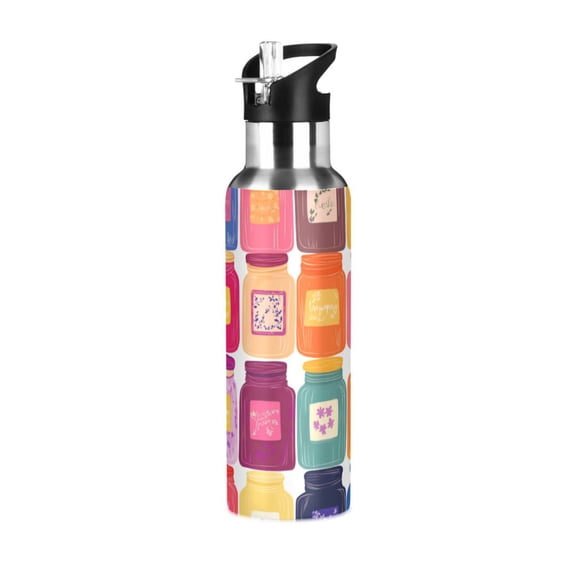Yayeee 20oz Insulated Water Bottle Double Wall Stainless Steel with Flip Straw Lid, Colorful Jars