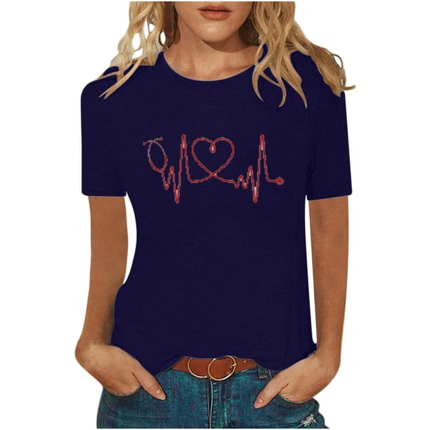 Moda para mujer Tops Funny Printe CasualFit Camisetas Blusa Estampado Camisa Fridja bn3017