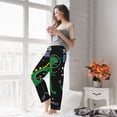 thumbnail image 4 of Uemuo Space Dino Cartoon Black Pattern Women's Wide Leg Palazzo Lounge Pants with Pockets Light Weight Loose Comfy Casual Pajama Pants-XX-Large, 4 of 9