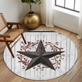 thumbnail image 2 of Round Rug 5Ft Washable Non-Slip, Texas Star Retro Circle Area Rugs for Living Room Bedroom, Vintage Brown Red Berry Wooden Indoor Floor Mats Carpet Runner for Home Decor Aesthetic, 2 of 8