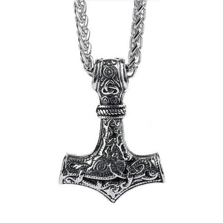 - Men Handcrafted Viking Necklace Retro Norse Amulet Alloy Pendant Necklace Celtic Pagan Jewelry