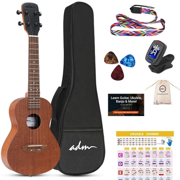 ADM Concert Ukulele 23 inch for Kid Adult Student Beginners, Mahogany Wood Ukulele Starter Kit