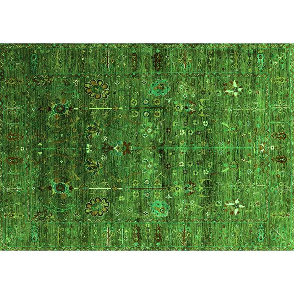 Ahgly Company Indoor Rectangle Oriental Green Industrial Area Rugs, 2' x 4'