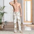 thumbnail image 5 of Uemuo Vintage Stylized White Color Pattern Men's Wide Leg Palazzo Lounge Pants with Pockets Light Weight Loose Comfy Casual Pajama Pants-Small, 5 of 9