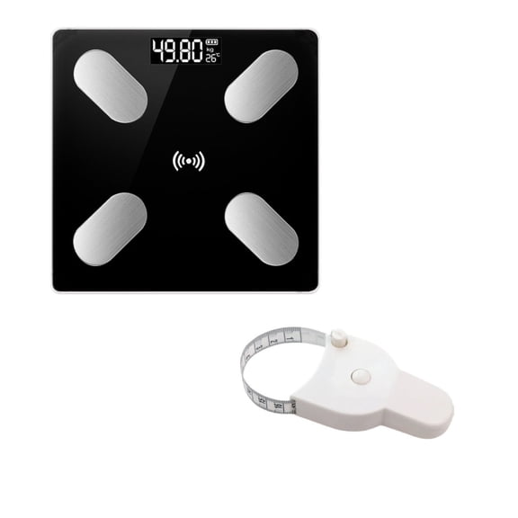 Digital Bathroom Scale, Slim Body Scale With High Precision Sensor, Smart Scale With Stepping Technology, Black
